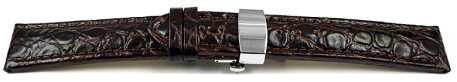 Uhrenarmband mit Butterfly Schließe echt Leder African dunkelbraun 18mm 20mm 22mm 24mm