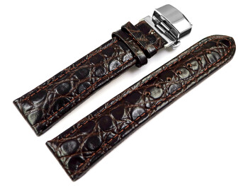 Uhrenarmband mit Butterfly Schließe echt Leder African dunkelbraun 18mm 20mm 22mm 24mm