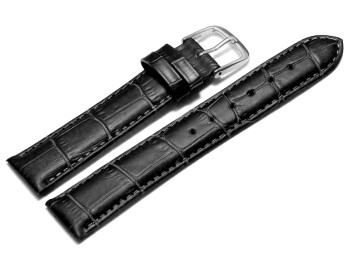 Uhrenarmband - echt Leder - Kroko Prägung - schwarz 16mm Gold
