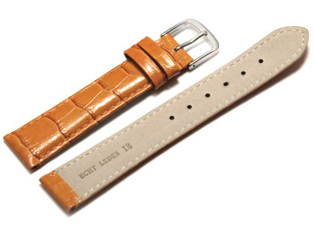 Uhrenarmband - echt Leder - Kroko Prägung - orange 12mm Gold