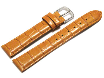 Uhrenarmband - echt Leder - Kroko Prägung - orange 14mm Stahl