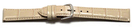 Uhrenarmband - echt Leder - Kroko Prägung - creme 12mm Gold