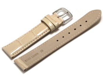 Uhrenarmband - echt Leder - Kroko Prägung - creme 14mm Gold