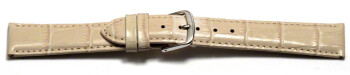 Uhrenarmband - echt Leder - Kroko Prägung - creme 16mm Stahl