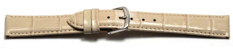 Uhrenarmband - echt Leder - Kroko Prägung - creme 18mm Stahl