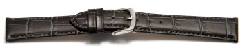 Uhrenarmband - echt Leder - Kroko Prägung - dunkelgrau 12mm Stahl
