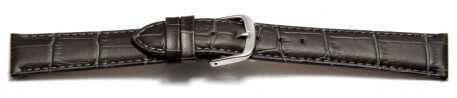 Uhrenarmband - echt Leder - Kroko Prägung - dunkelgrau 22mm Stahl