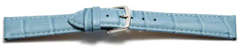 Uhrenarmband - echt Leder - Kroko Prägung - hellblau 16mm Stahl