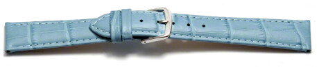 Uhrenarmband - echt Leder - Kroko Prägung - hellblau 18mm Gold
