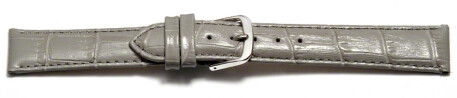 Uhrenarmband - echt Leder - Kroko Prägung - hellgrau - 12-22 mm