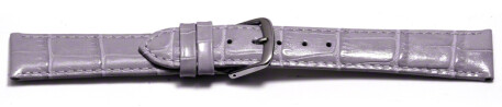 Uhrenarmband - echt Leder - Kroko Prägung - Flieder 12mm Stahl