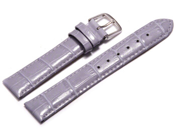 Uhrenarmband - echt Leder - Kroko Prägung - Flieder 18mm Stahl