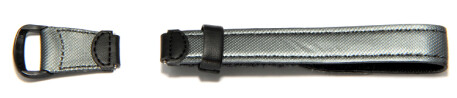 Klett-Uhrenarmband Casio f. LW-200, LW-200V, LW-200V-1, Textil/Leder, anthrazit/schwarz, Klettband