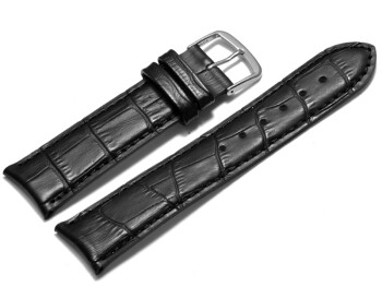 Uhrenarmband - Rundanstoß - leicht gepolstert - Kroko - schwarz 18mm 19mm 20mm 22mm