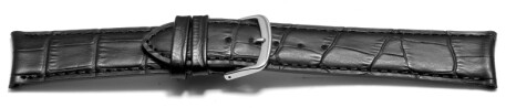 Uhrenarmband - Rundanstoß - leicht gepolstert - Kroko - schwarz 18mm Stahl