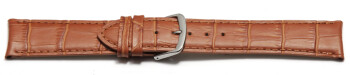 Uhrenarmband - Rundanstoß - leicht gepolstert - Kroko - hellbraun 18mm Stahl