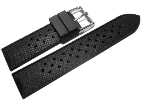 Uhrenarmband Silikon Carbon schwarz