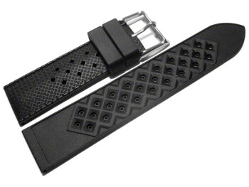 Uhrenarmband Silikon Carbon schwarz