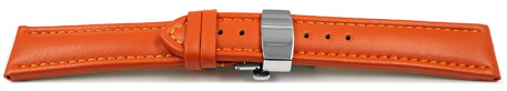 Uhrenarmband mit Butterfly Leder glatt orange 18mm 20mm 22mm 24mm
