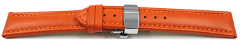 Uhrenarmband mit Butterfly Leder glatt orange 18mm 20mm...