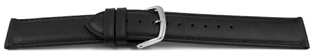 Uhrenarmband schwarz glattes Leder leicht gepolstert 12-28 mm
