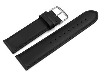 Uhrenarmband schwarz glattes Leder leicht gepolstert 12-28 mm