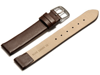 Uhrenarmband - echt Leder - mit Clip für feste Stege - dunkelbraun 10mm Stahl
