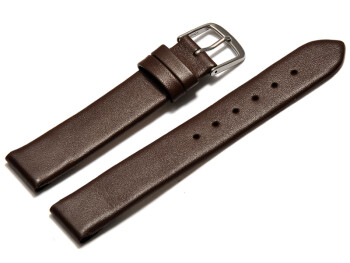 Uhrenarmband - echt Leder - mit Clip für feste Stege - dunkelbraun 12mm Gold