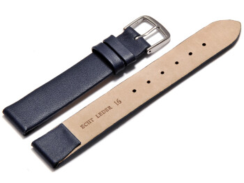 Uhrenarmband - echt Leder - mit Clip für feste Stege - dunkelblau 13mm Stahl