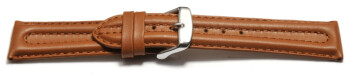 Uhrenarmband - echt Leder - doppelte Wulst - glatt - hellbraun 22mm Gold
