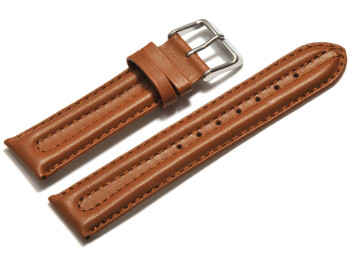 Uhrenarmband - echt Leder - doppelte Wulst - glatt - hellbraun 22mm Gold