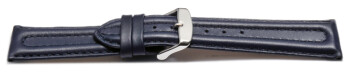 Uhrenarmband - echt Leder - doppelte Wulst - glatt - dunkelblau 22mm Stahl