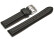 Uhrenarmband - echt Leder hydrophobiert - doppelte Wulst - glatt - schwarz 16mm Stahl