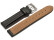 Uhrenarmband - echt Leder hydrophobiert - doppelte Wulst - glatt - schwarz 20mm Stahl