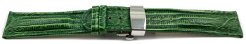 Uhrenarmband mit Butterfly Leder Teju Prägung grün 18mm 20mm 22mm 24mm