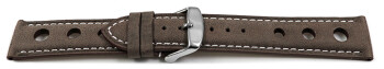 Uhrenarmband - echt Leder - Race - dunkelbraun 18mm Stahl