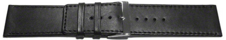 Uhrenarmband - echt Leder - glatt - schwarz - 30mm
