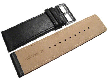 Uhrenarmband - echt Leder - glatt - schwarz - 40mm