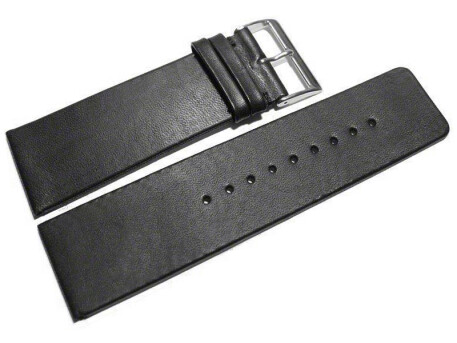 Uhrenarmband - Leder - glatt - schwarz ohne Naht - 30,...