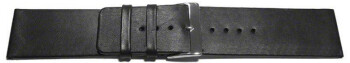 Uhrenarmband - Leder - glatt - schwarz ohne Naht - 30mm