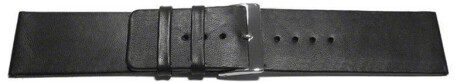 Uhrenarmband - Leder - glatt - schwarz ohne Naht - 36mm