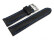Uhrenarmband - Leder - stark gepolstert - glatt schwarz - blaue Naht 20mm Stahl