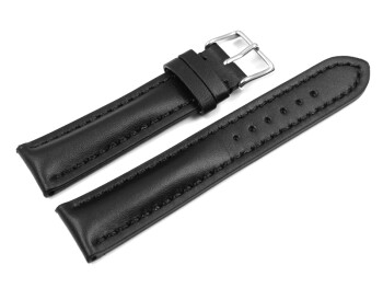 Uhrenarmband - Leder - stark gepolstert - glatt schwarz - TiT 20mm Stahl