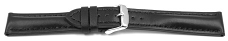 Uhrenarmband - Leder - stark gepolstert - glatt schwarz - TiT 22mm Stahl