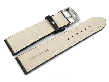 Uhrenband - Leder - stark gepolstert - Kroko - schwarz 18mm Stahl