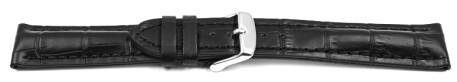 Uhrenband - Leder - stark gepolstert - Kroko - schwarz TiT 20mm Stahl