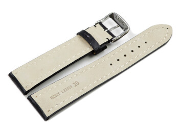Uhrenband - Leder - stark gepolstert - Kroko - schwarz TiT 22mm Stahl