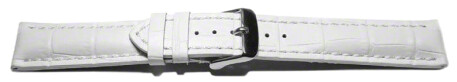 Uhrenband - Leder - stark gepolstert - Kroko - weiß 18mm Stahl
