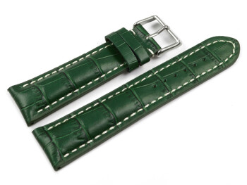 Uhrenband - Leder - stark gepolstert - Kroko - grün 18mm Stahl