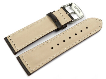 Uhrenband - Leder - gepolstert - Kroko - dunkelbraun - XS 22mm Stahl